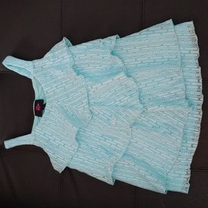 Lt Blue Turquoise Ruffle Tank Top Girls 10/12
